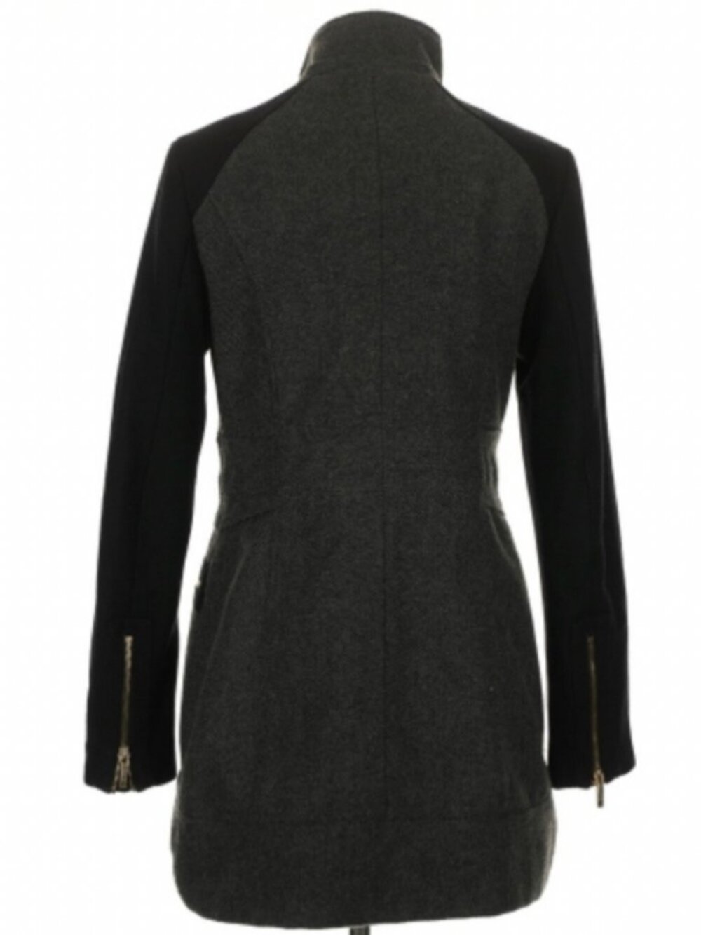 Laundry By Shelli Segal Gray Black Tweed Wool Faux Fur Hood Coat Jacket Size XS - Picture 12 of 12